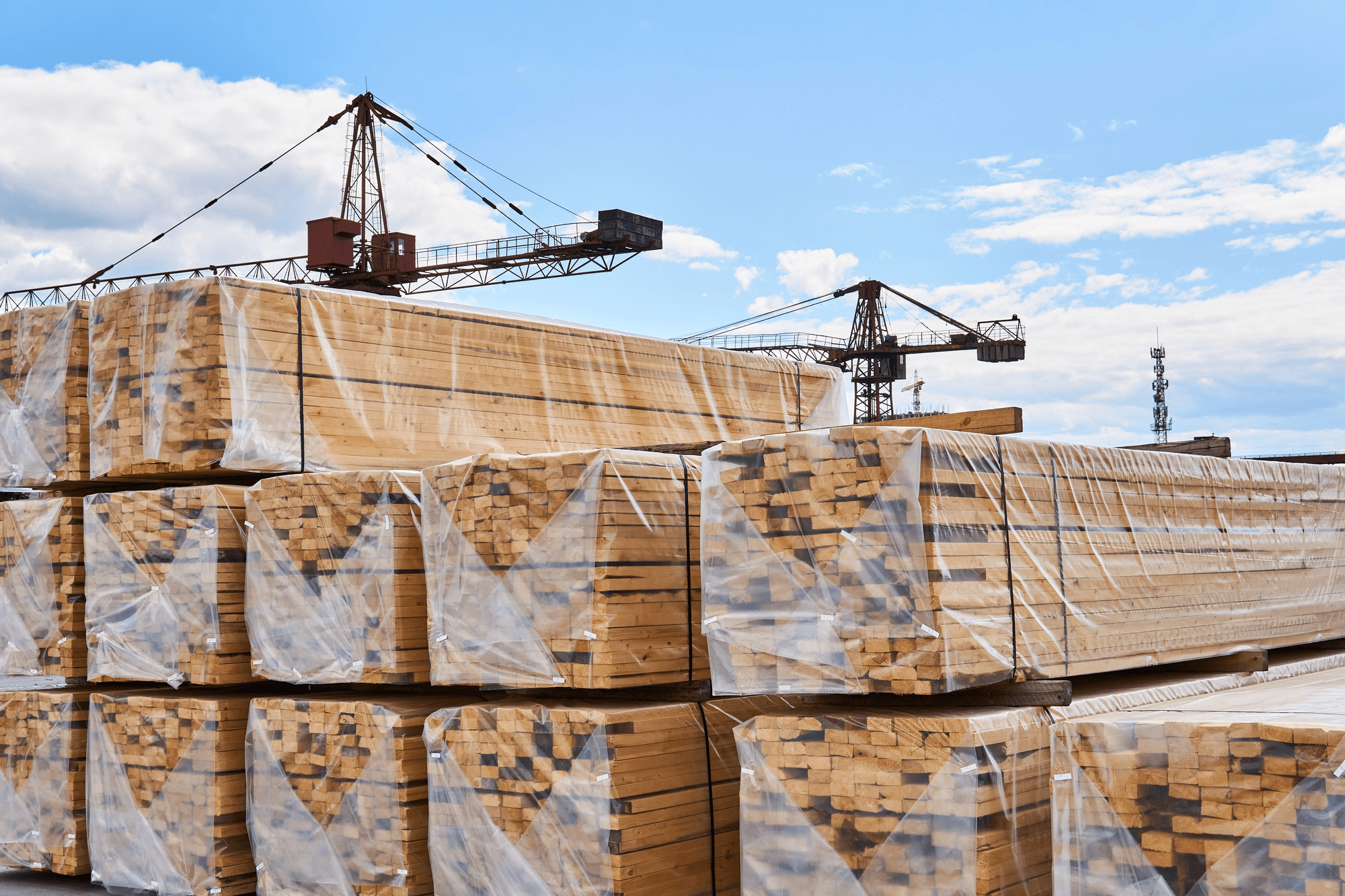 Industrial yard and cargo stacks